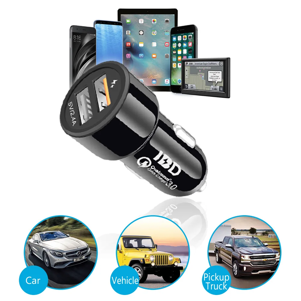 Автомобильное зарядное устройство Qualcomm Quick Charge 3 0 с двумя usb портами для телефонов