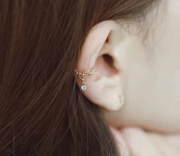 1 шт. Кристальные стразы капля воды кулон манжета для ушей зажим обертывания