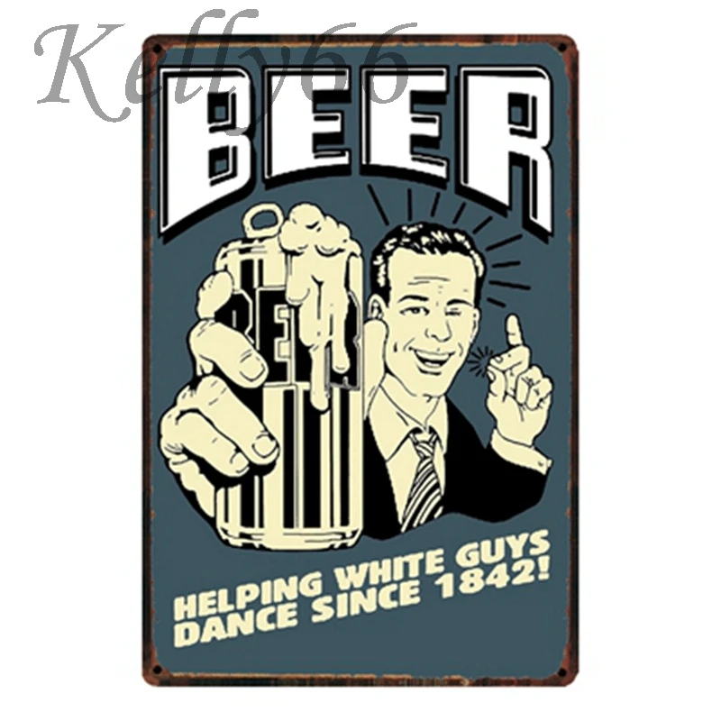 

[ Kelly66 ] BEER White Guy Vintage Wall plsque Poster Home Decor Bar tin sign Painting 20*30 CM Size y-1394