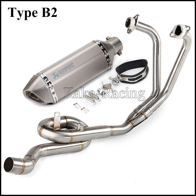 Type B2 MT03 Akrapovic глушитель выхлопной трубы мотоцикла полная система скольжения на переднюю ссылку трубы для Yamaha YZF R3 R25 - Цвет: Type B2