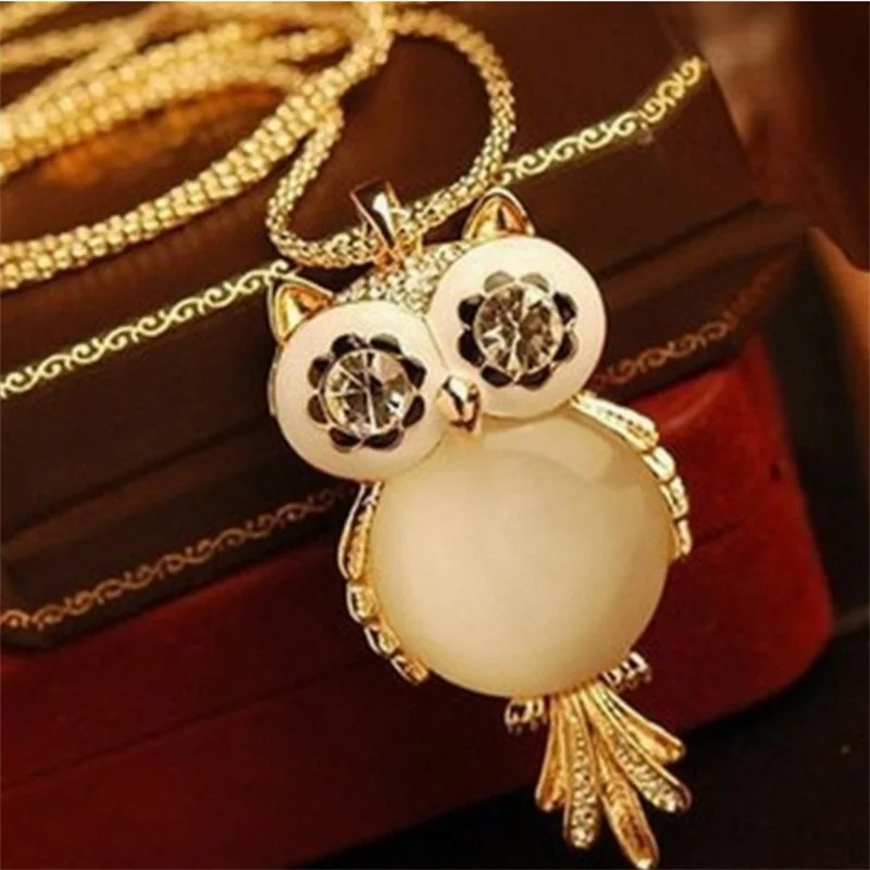 New Brand Fashion Charms Crystal Owl Necklace Gem Zircon Gold Long Chain Necklaces&ampPendants Women Jewelry | Украшения и