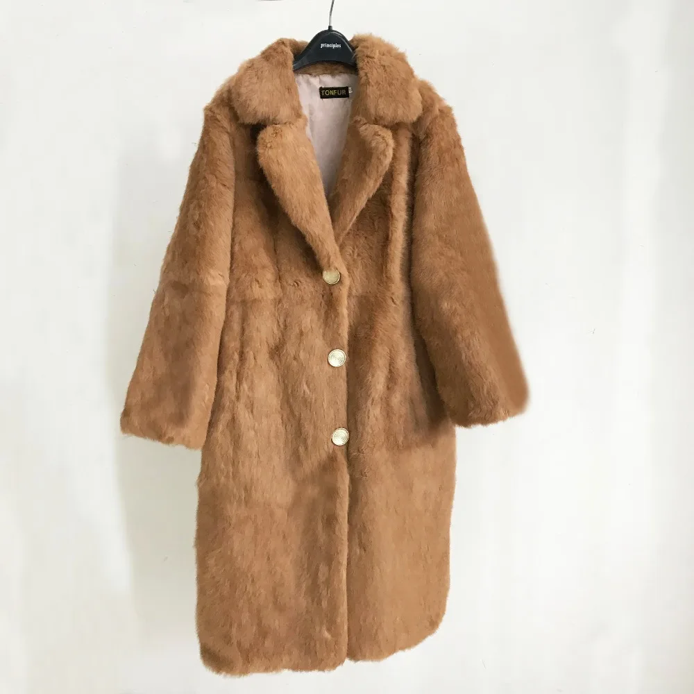 Новое поступление 2019 шуба TONFUR из натурального кроличьего меха с отложным