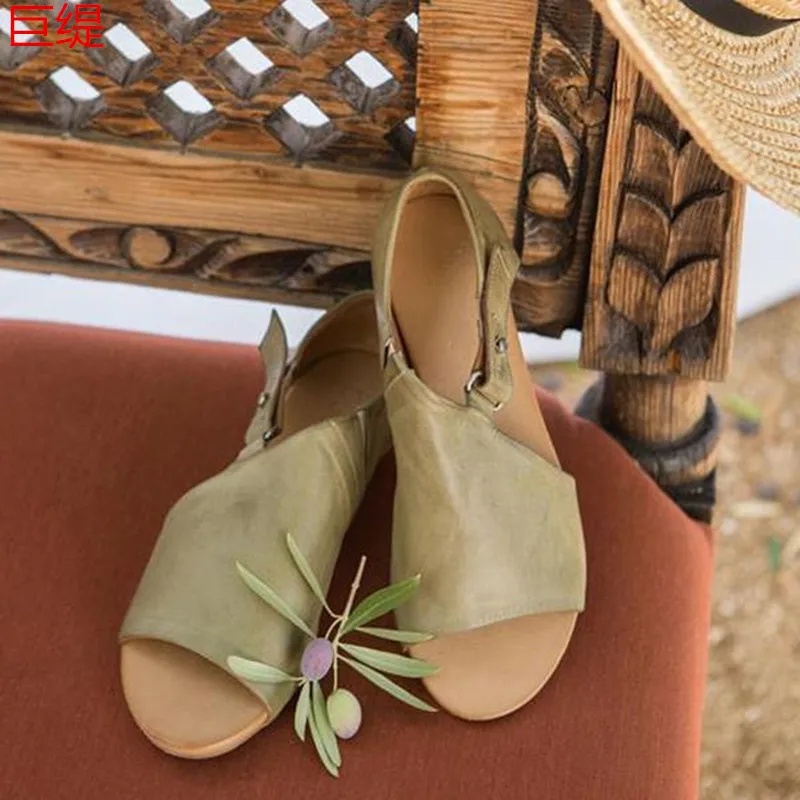 

Women Sandals Flip Flops Flats 2019 New Summer Fashion Wedges Shoes Woman Slides Buckle Lady Casual Female Plus Size 34-43