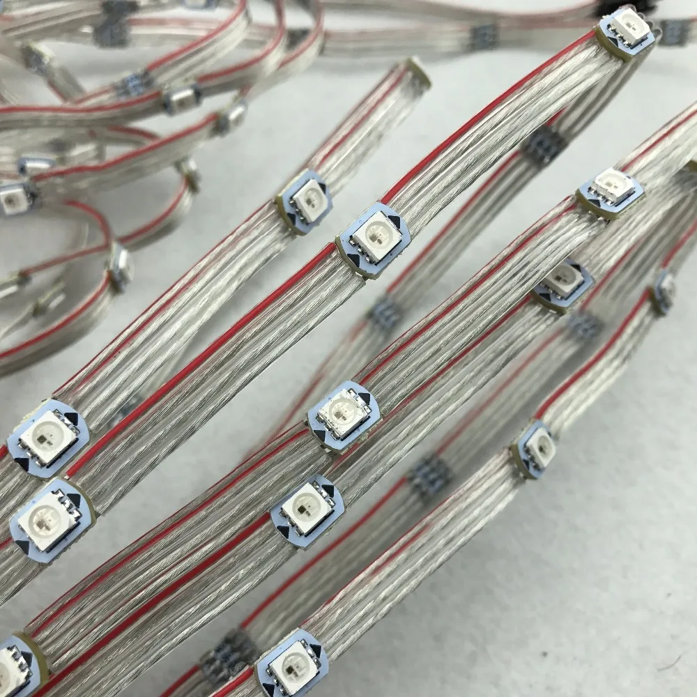 100pcs/string WS2815-RGB full color addressable LED pixel light with heatsinkDC12V input5cm wire spacingwith all clear | Лампы и