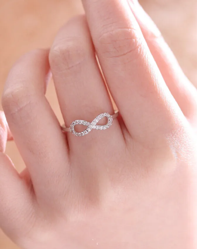 2015 New Diamante Simple Love Infinity Chain Ring Crunched Charm Joint | Украшения и аксессуары