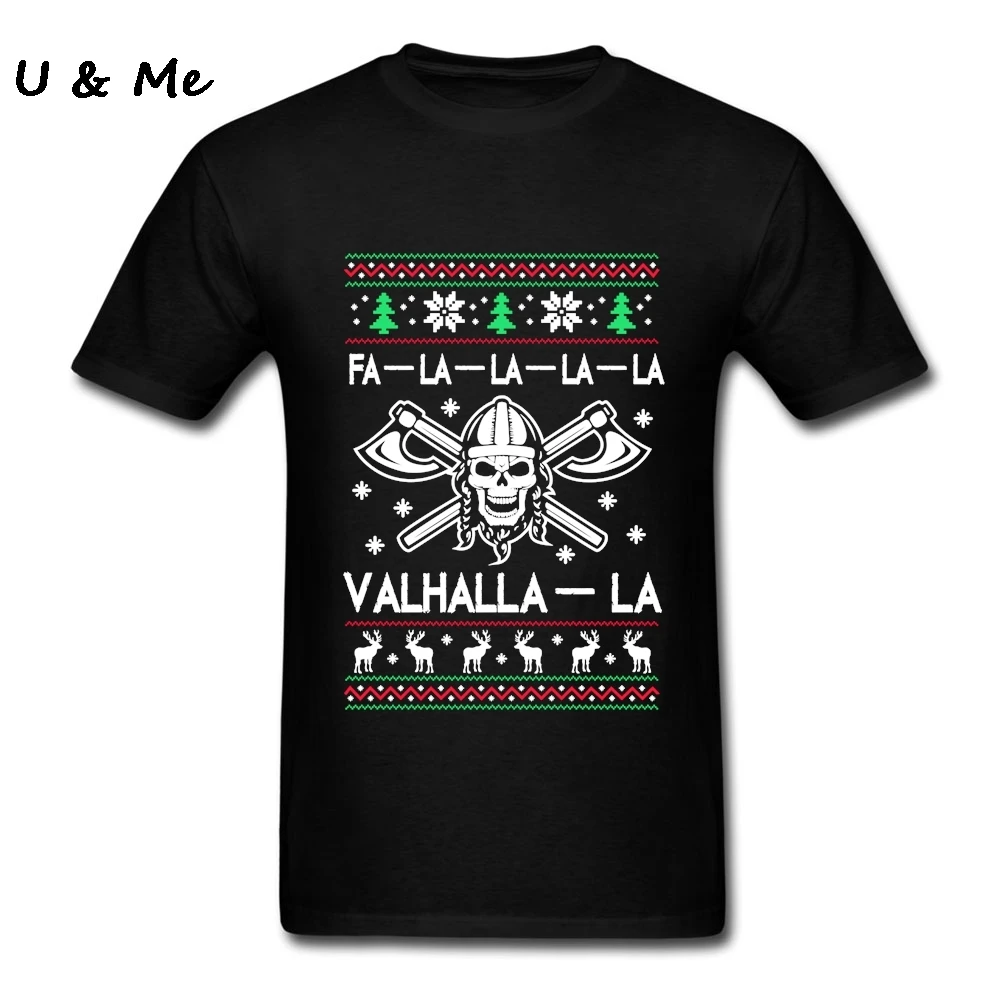 Мужская музыкальная футболка большого размера Valhalla-la, красивая Рождественская одежда с изображением викинга индивидуальная футболка для взрослых 3XL - Цвет: Черный