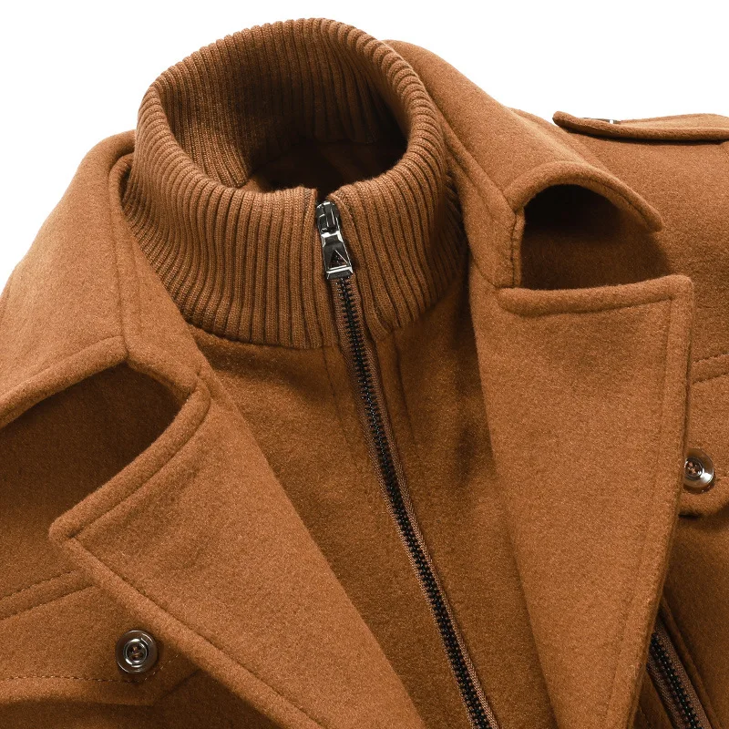 Мужское зимнее однобортное пальто хорошего качества с двойным