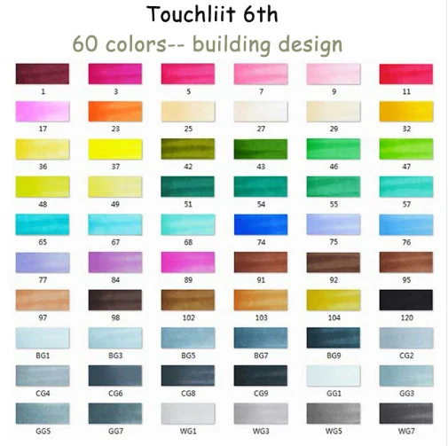 Touchliit 30/40/60/80 Цвета c чернилами на спиртовой основе художественный эскиз манга Твин Маркеры - Цвет: 60 building design