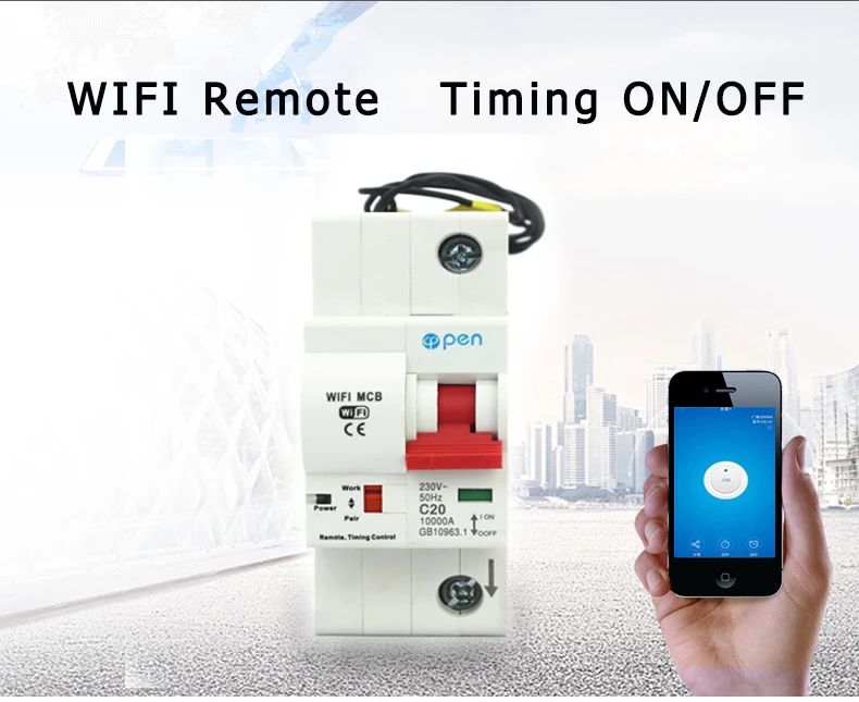 Открытый 1P 40A пульт дистанционного управления Wifi автоматический выключатель/умный переключатель/интеллектуальный автоматический повторитель перегрузки/Защита от короткого замыкания