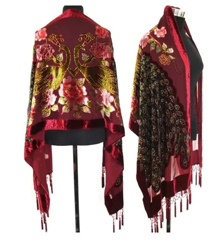 burgundy Бордовый Laide шелковый бархат Shaw шарф обернуть оптом и Retai SW3070 - Цвет: burgundy