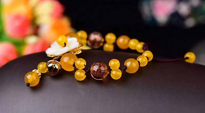 Янтин желтый халцедон Камень Браслеты для женщин девушек ювелирные изделия