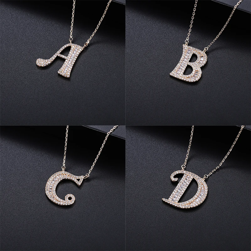 YANMEI Gold Alphabet Letter A To Z Pendant Chain Necklace For Women Hot Sale Cubic Zircon Necklaces Jewelry YMD1227 | Украшения и