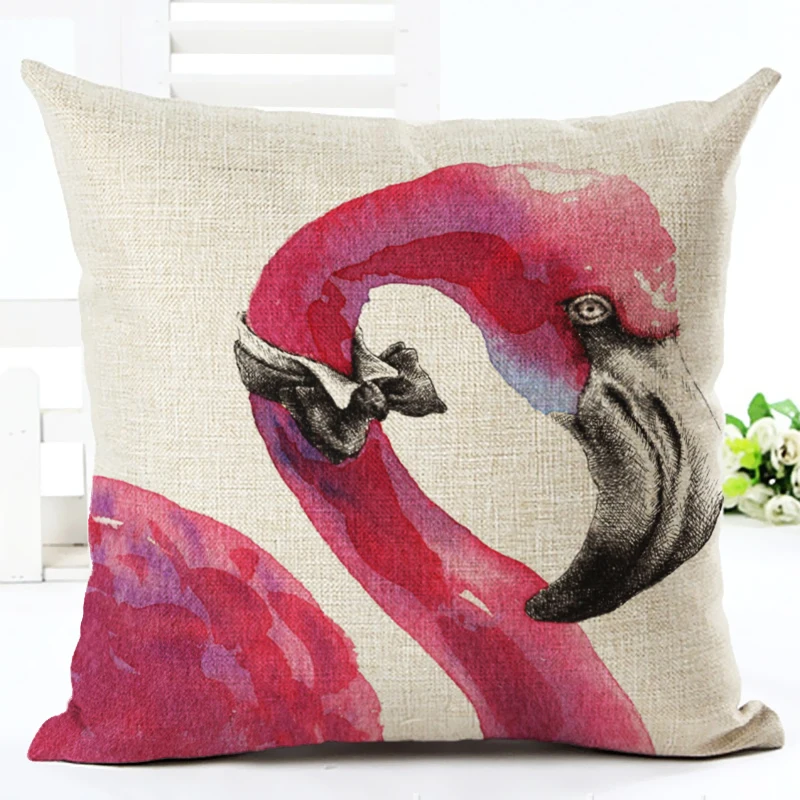 2016 новое поступление высокое качество бант поцелуй Фламинго принт Fundas хлопок лен