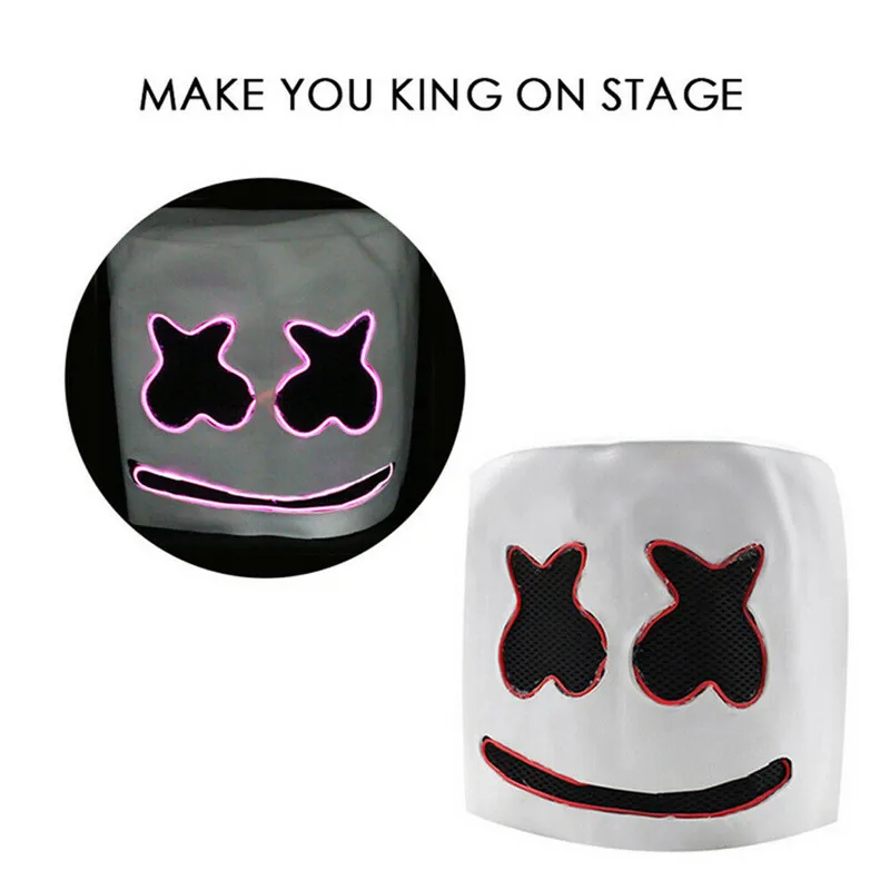 DJ Marshmello маска шлем на всю голову Электрический светодиодный Хэллоуин косплей бар