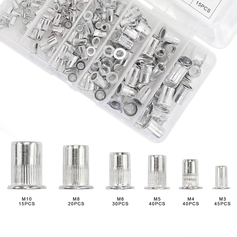 190 шт. заклепки из алюминиевого сплава плоская головка с резьбой вставка крышка M3