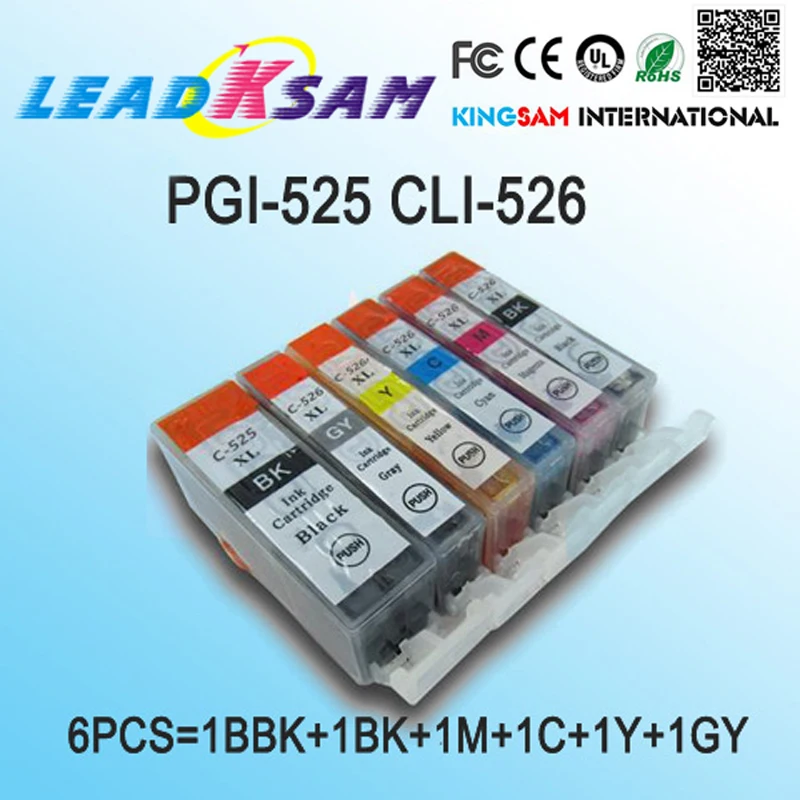 6x совместимый картридж с чернилами для PGI 525 PGI525 CLI526 526 PIXMA MG6150 MG8150 MG6250 MG6100 MG8250
