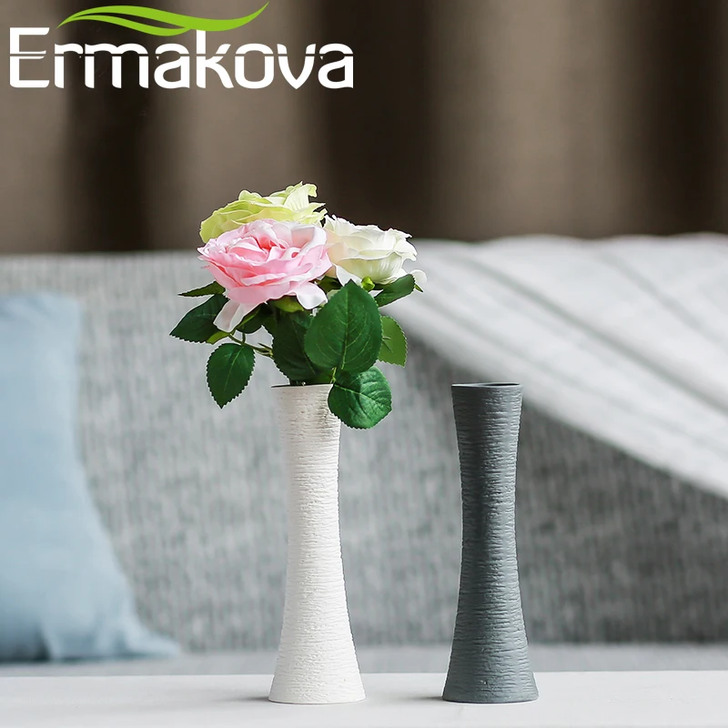 Ваза для цветов ERMAKOVA керамическая искусственная настольная ваза Современная