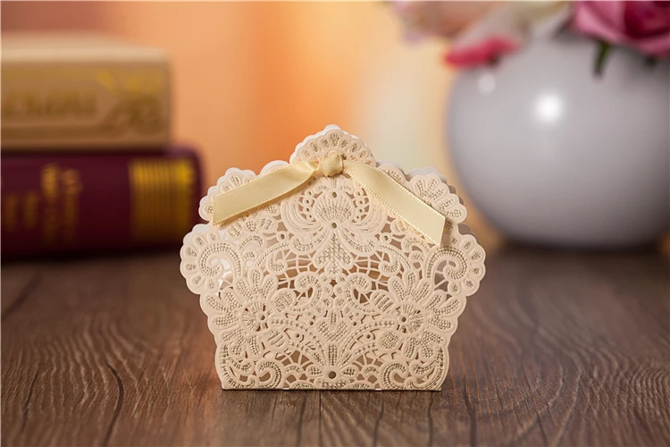 Кружевная Свадебная коробка для конфет элегантное романтическое украшение
