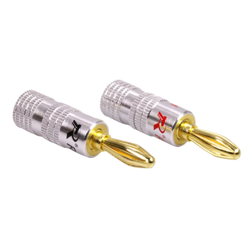 4pcs/lot Speaker Banana Plugs High Quality 24K Copper 4MM Plug Male Connector Adapter 50 Pairs Red+Black | Обустройство дома