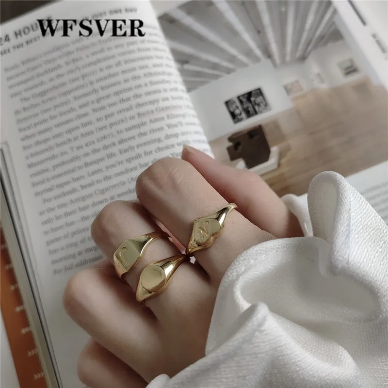 WFSVER кольцо из стерлингового серебра 925 для женщин золотого цвета с гравировкой