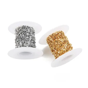 Цепочка веревочная, золотистаясеребристая, 10 ярдов в рулоне, 2 х4 мм