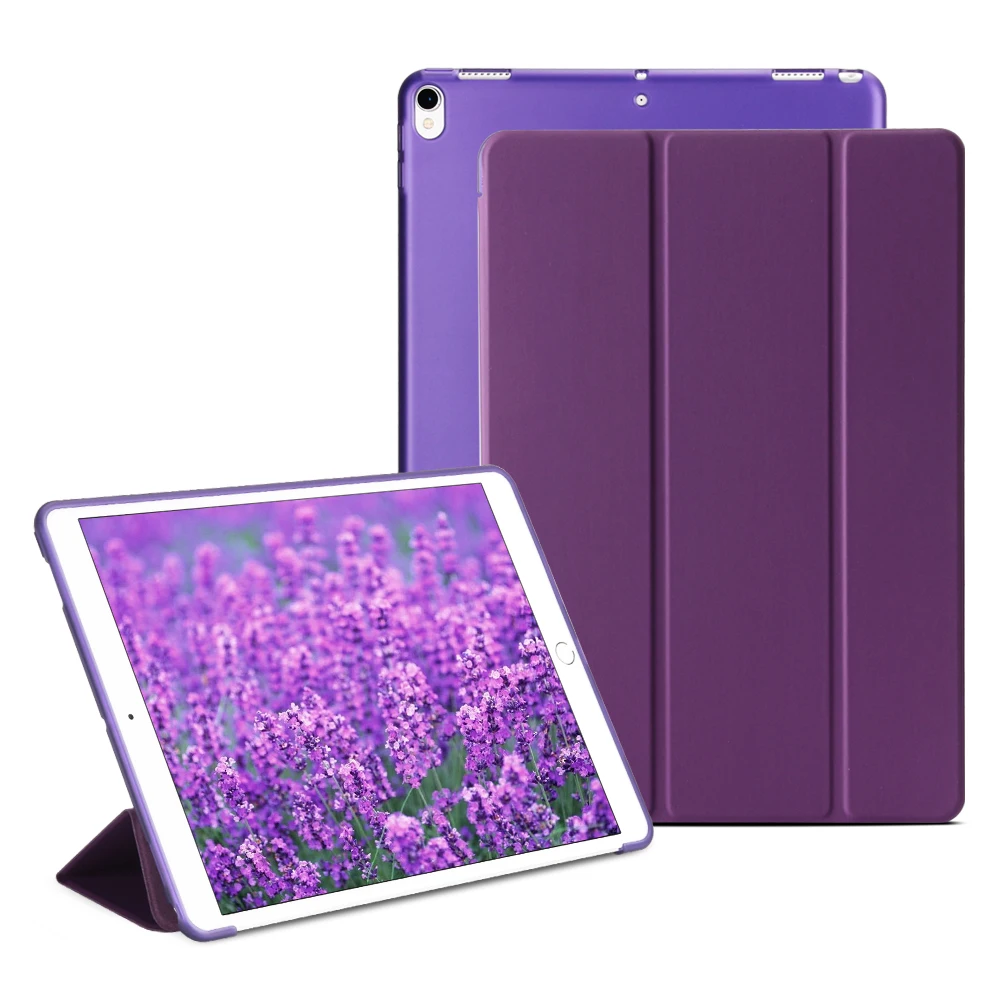 Чехол для iPad Pro 10,5 чехол ПУ; кожа; Силикон Мягкая задняя Фолио-подставка полупрозрачный смарт-чехол для iPad 10,5 дюймов авто сна