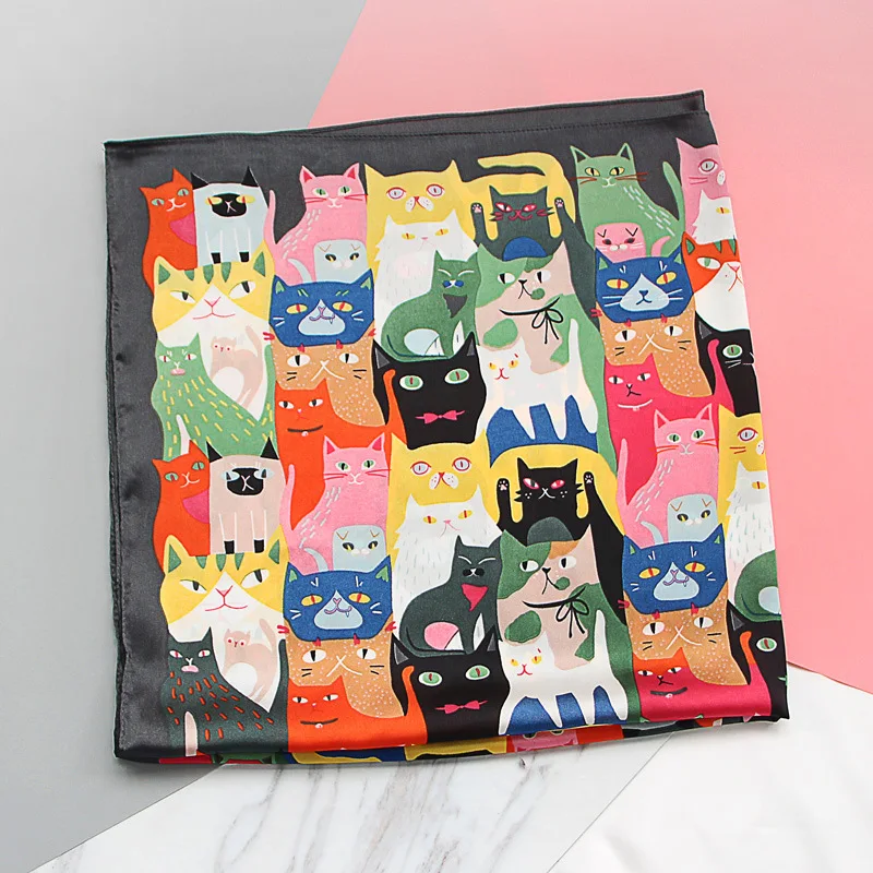 Женские атласные шарфы 12 рисунков бандаж для головы Шелковый искусственный