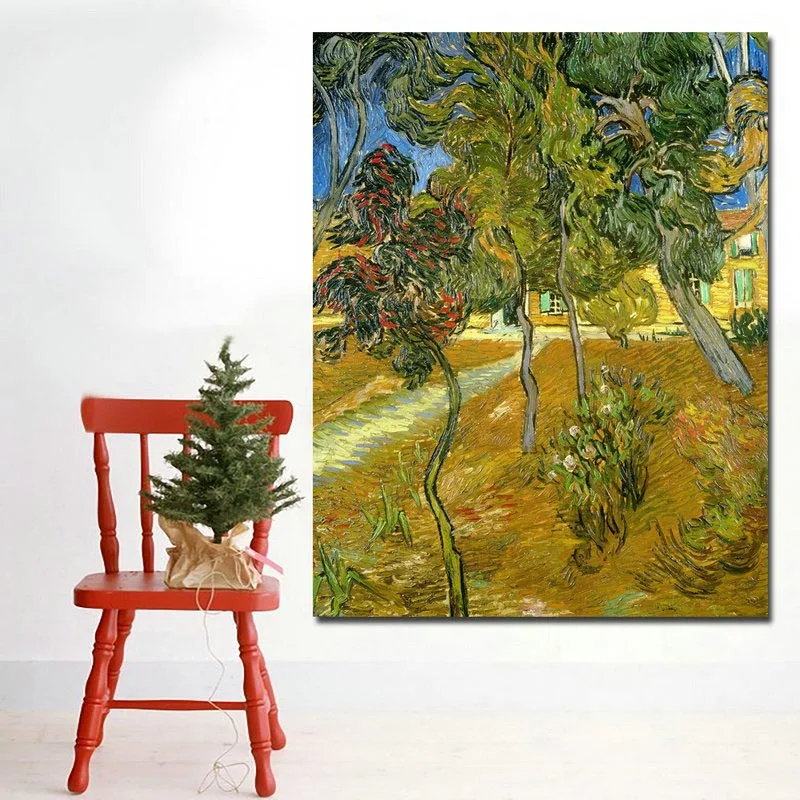 Trees in the Garden Самоотверженно Винсент Ван Гог Спальня 1889 печати пейзажной живописи искусства на camvas картина маслом no frame - Цвет: Trees in the Garden