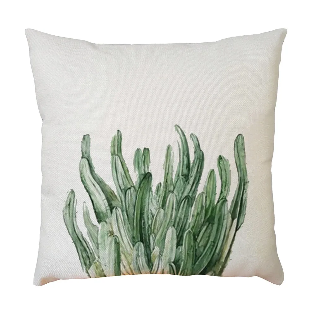 45cm*45cm Green Plant Cushion Cover Tropic Leaves Printing Linen Throw Pillow Case Home Decorative Simple For Sofa | Дом и сад