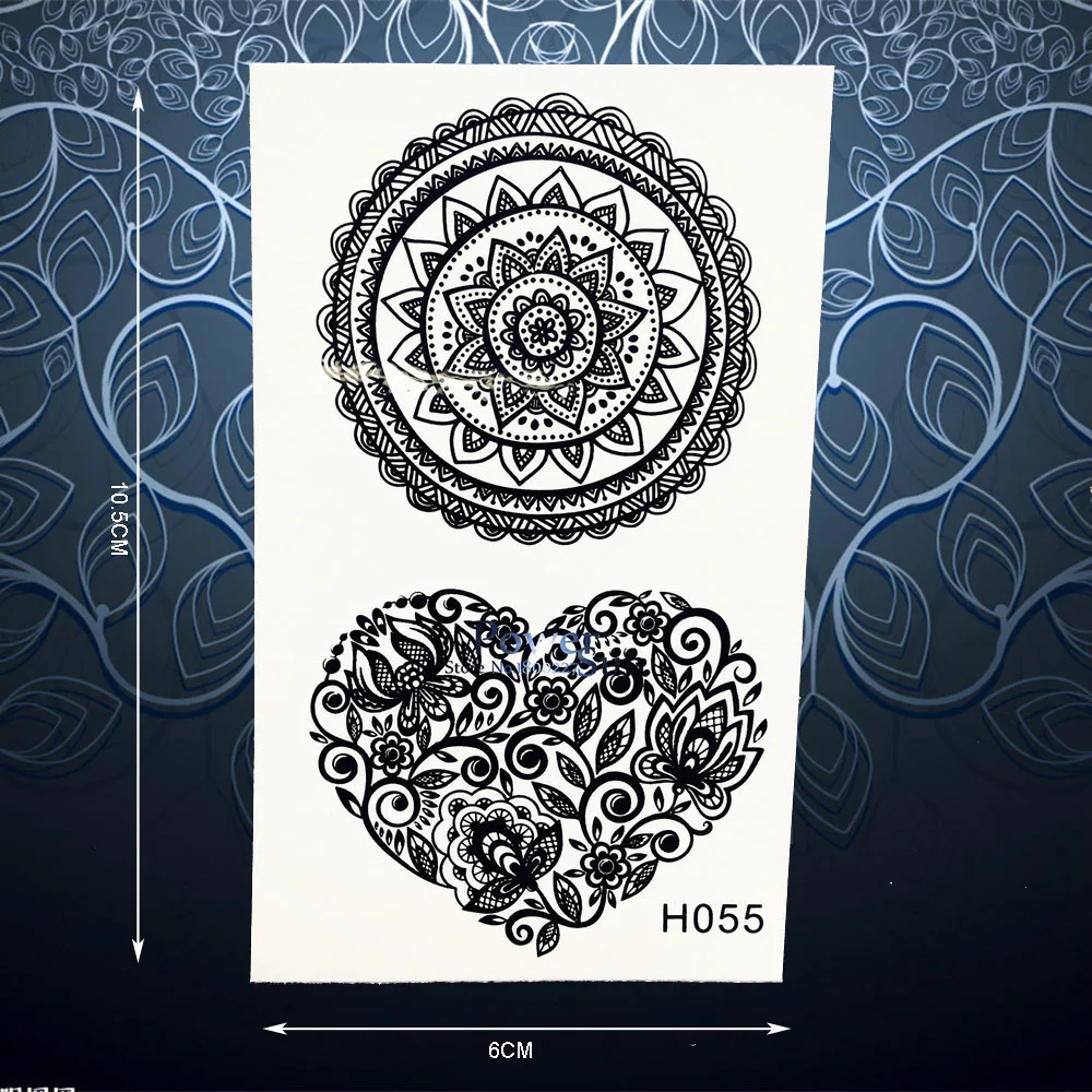 Новая красота для временного макияжа тату Наклейка Черная Хна Цветок наклейки в