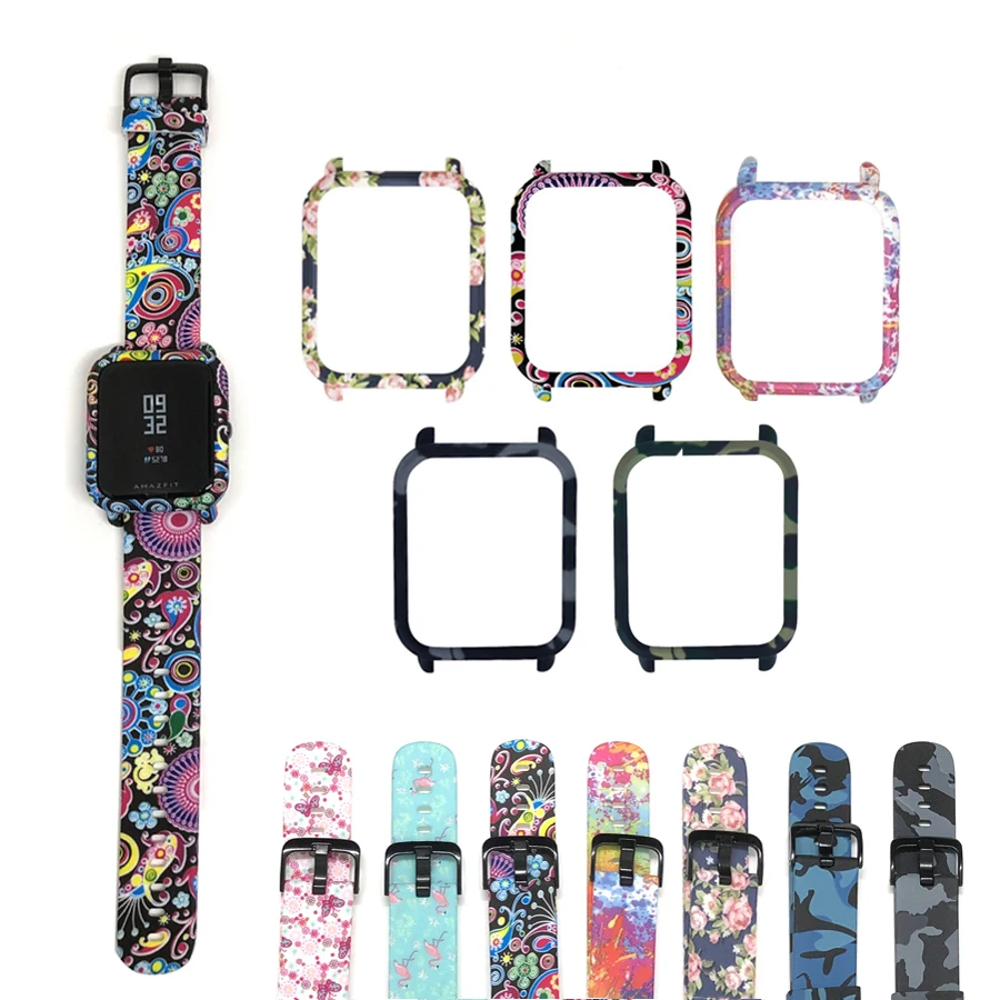 2 в 1 для Amazfit Bip ремешок для часов+ защитный чехол для часов из поликарбоната корпус Рамка протектор для Huami Amazfit Bip аксессуары