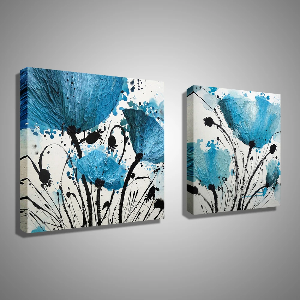 Картина Маслом Холст Аннотация Голубой Цветок Украшения Home Decor На Холсте
