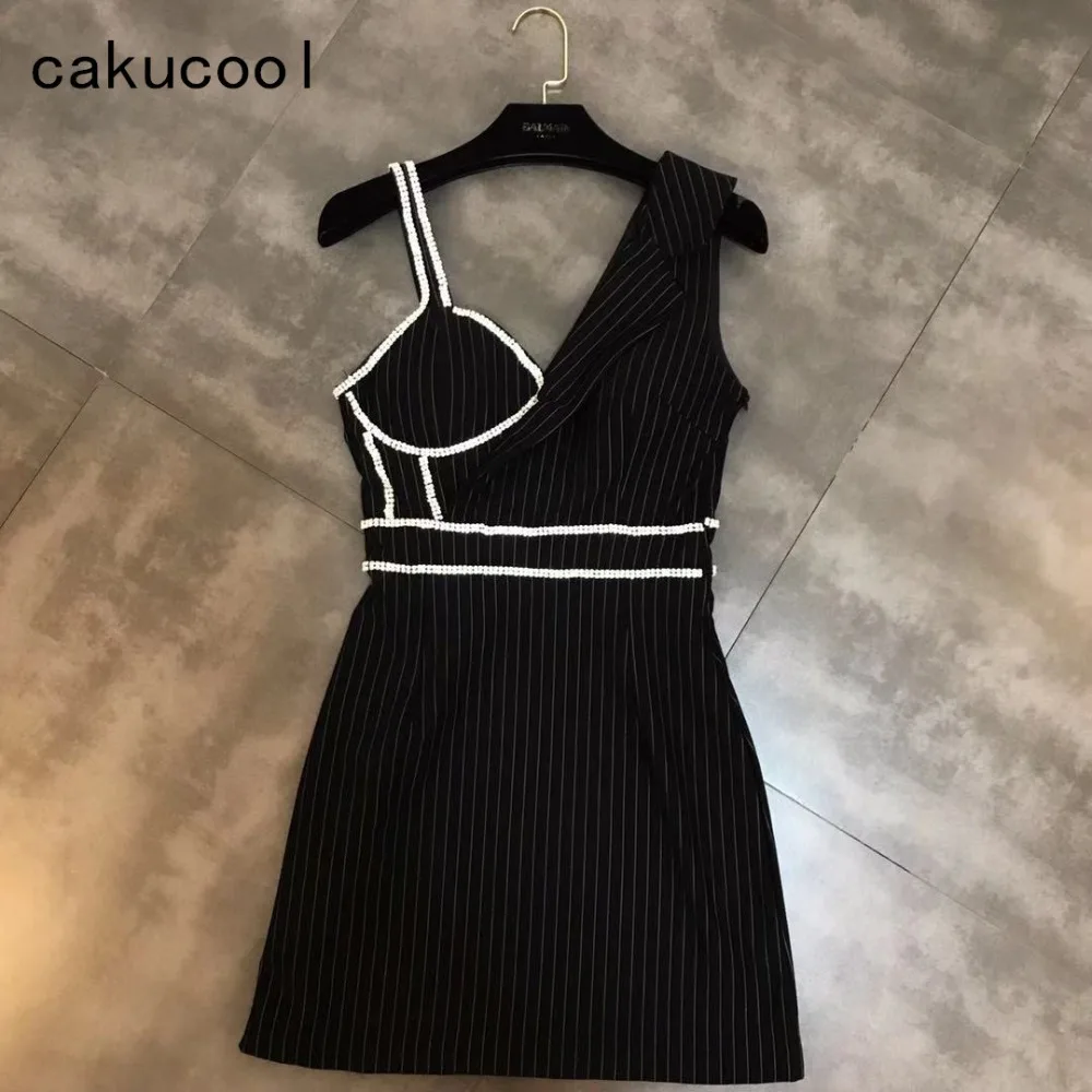 Женский сарафан в черную полоску Cakucool пикантное короткое вечернее платье футляр