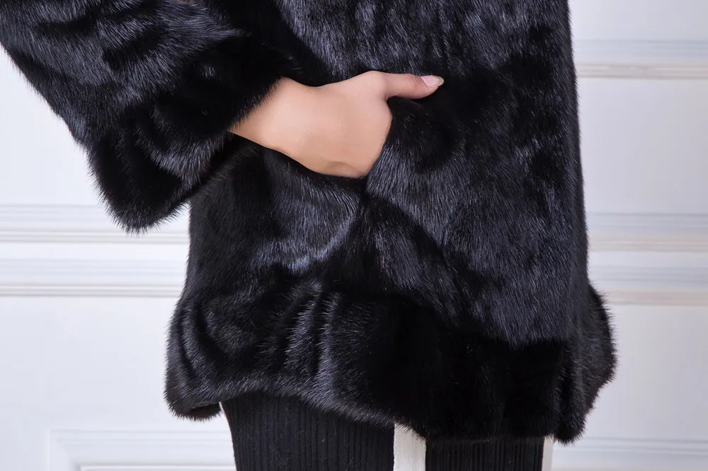 Цельная норковая кожа натуральный мех новинка модное женское пальто с