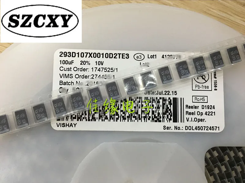 Новые и оригинальные 50 шт. 293D107X0010D2TE3 1210 3528 10V 100 УФ типа B 107A K + _ 10% танталовый