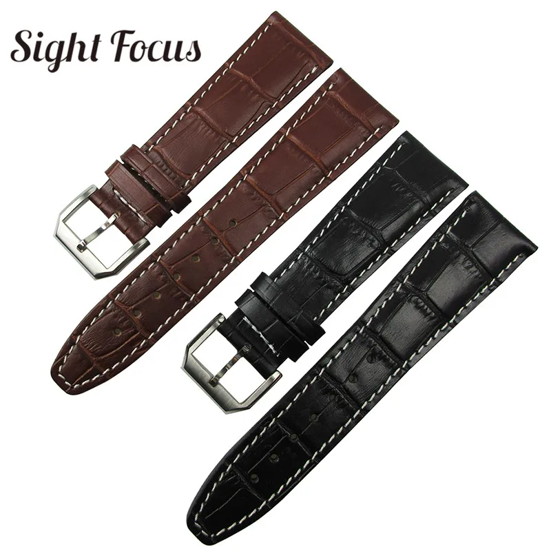 

20mm 22mm Watchband Genuine Leather Watch Bands Strap Black Brown Belt For IWC Watches Accessories Bracelets Men Horloge Bandjes