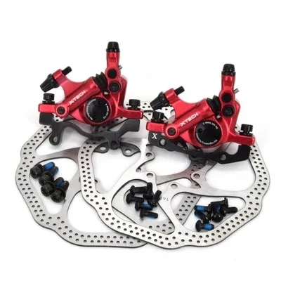 red a set MEROCA ZOOM HB100 MTB Дорожная линия Тяговая гидравлические дисковые тормозные суппорты передние и задние аксессуары для тормозов - Цвет: red a set