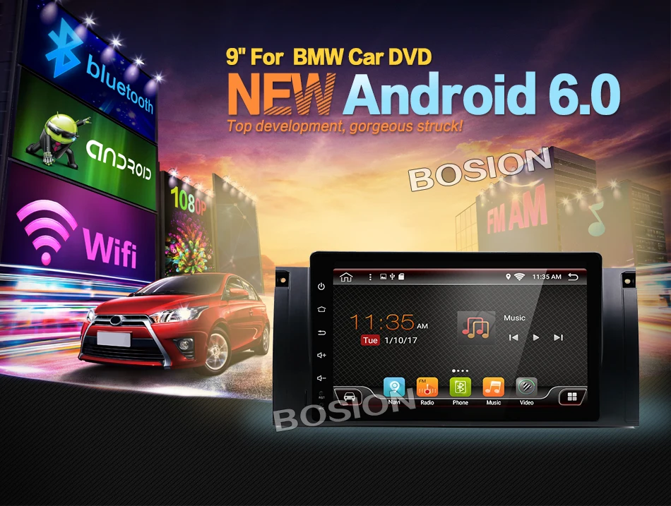 Android 9 0 дюймов в тире Автомобильный dvd-плеер мультимедиа для BMW/E39/X5/M5/E38/E53 с 2G ram Canbus
