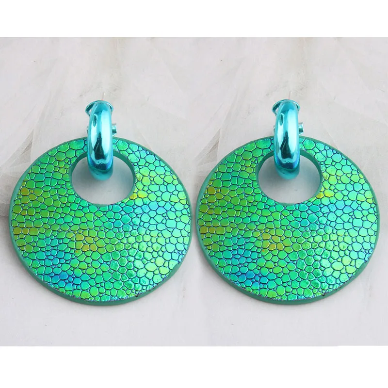 Женские кожаные серьги NeeFu WoFu круглые медные большие длинные с леопардовым