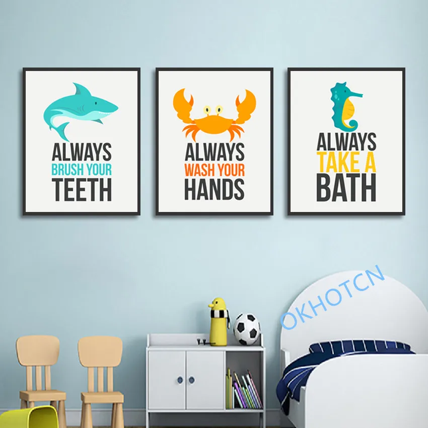 

Cute Cartoon Animal Love To Clean Up Wall Art Canvas Painting Posters And Prints Wall Pictures For Baby Room Decor