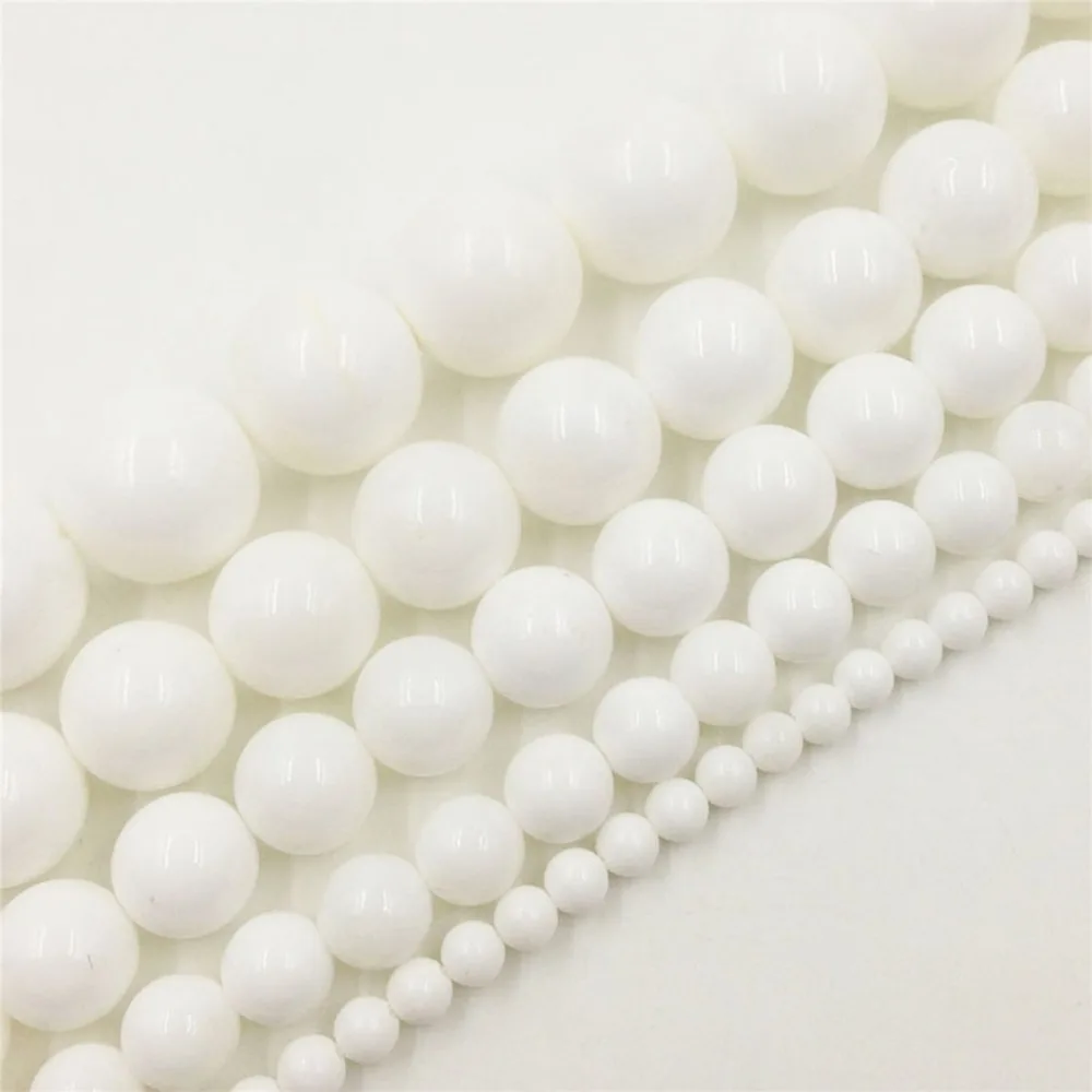 

LNRRABC Size 4MM 6MM 8MM 10MM12MM New Fashion Semi-finished Round White Natural Stone Beads Diy Making Jewelry Necklace Bracelet