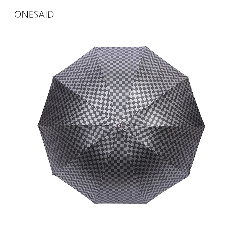 ONESAID Women Black Coating Umbrella Female Anti-UV Three-folding High Quality Men's Business Umbrellas For 2-3 People | Дом и сад