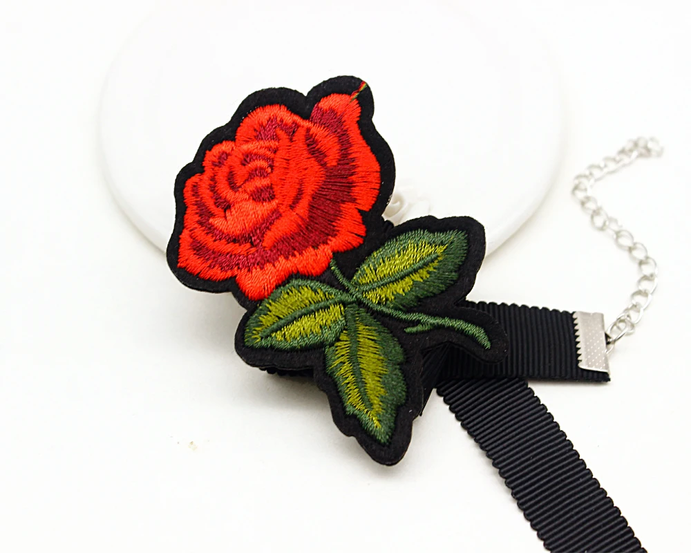 Очаровательное женское вышитое цветочное розовое чокер Макси ожерелье в