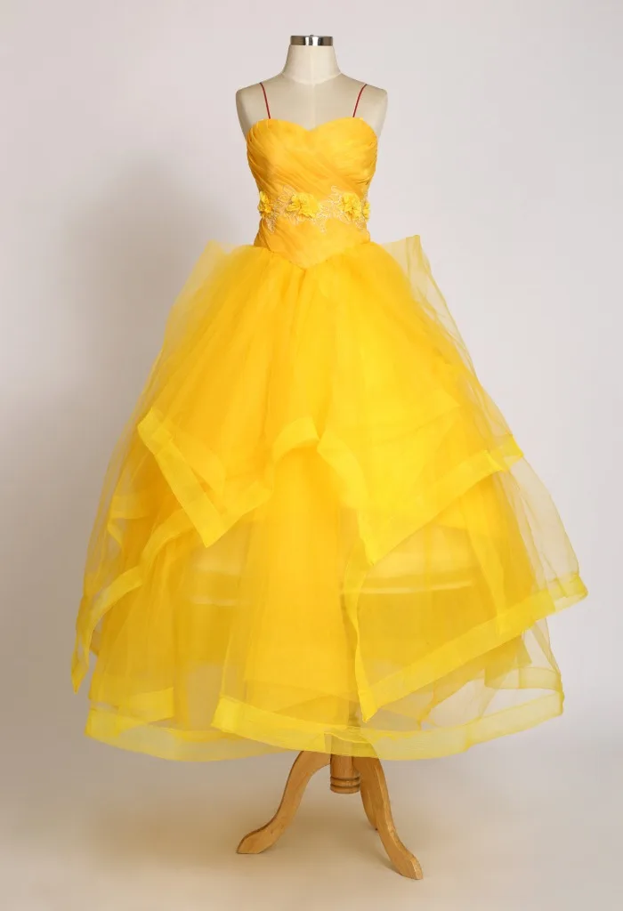 На заказ 2020 женский Фильм Красавица и Чудовище желтая ТРУБА Топ со шлейфом Belle