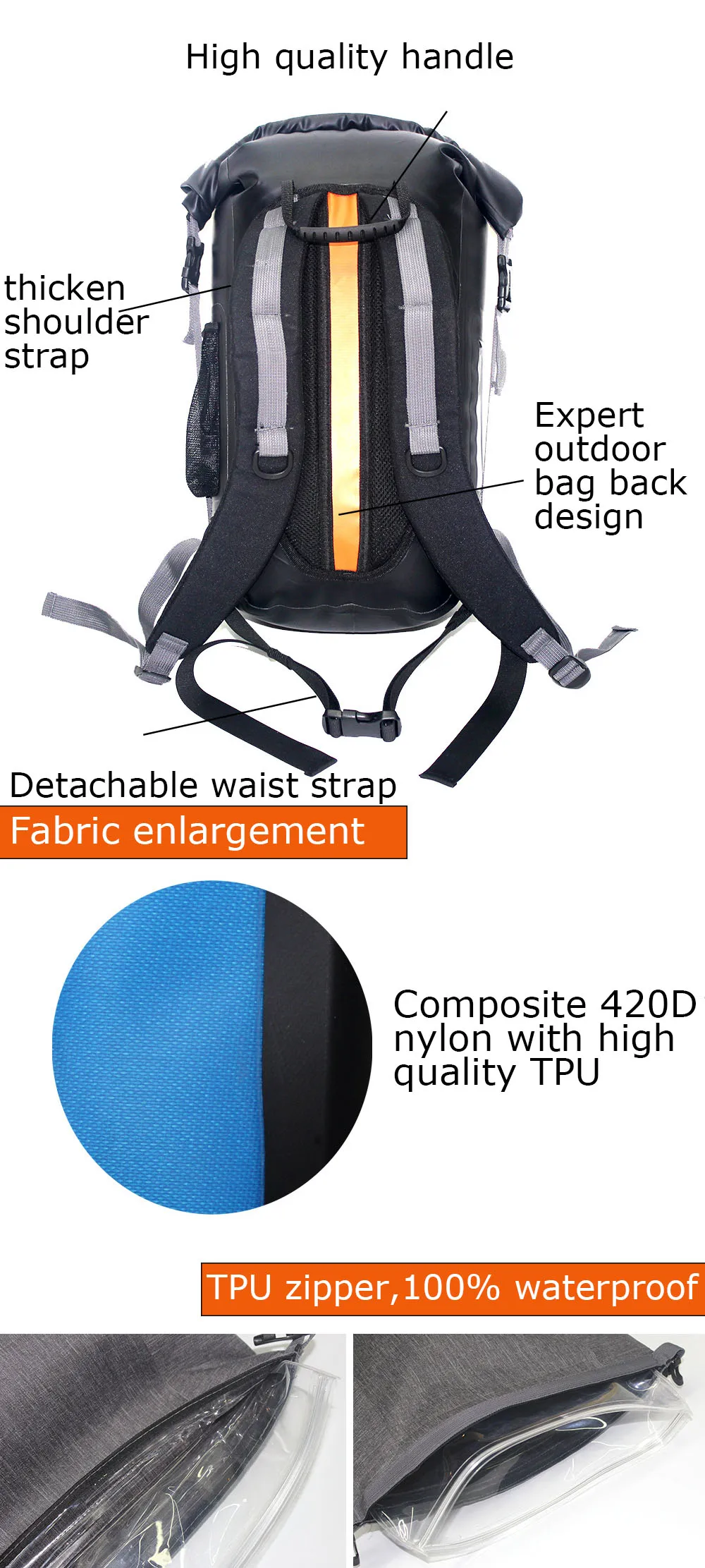 Waterproof bag PVC full airtight Watertight backpack Swimming Kayaking Sport Bags Outdoor River trekking bucket sack Dry bag