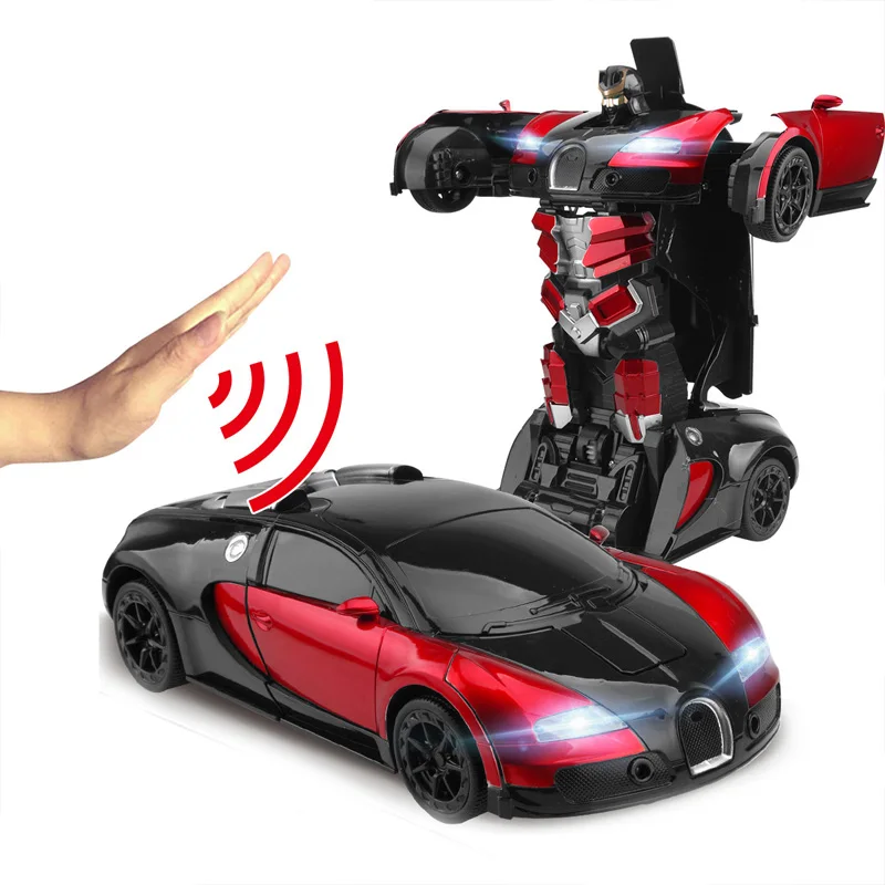 2,4G трансформация Bugatti Индукционная деформация RC Автомобили RC пульт дистанционного управления деформационная машина в светильник игрушечный Электрический робот