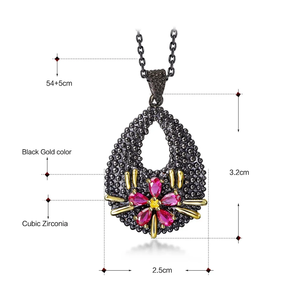 DreamCarnival1989 черный кулон ожерелье Винтаж Нео Готический полый цветок CZ колье Parure Bijoux Femme Прямая WP6485