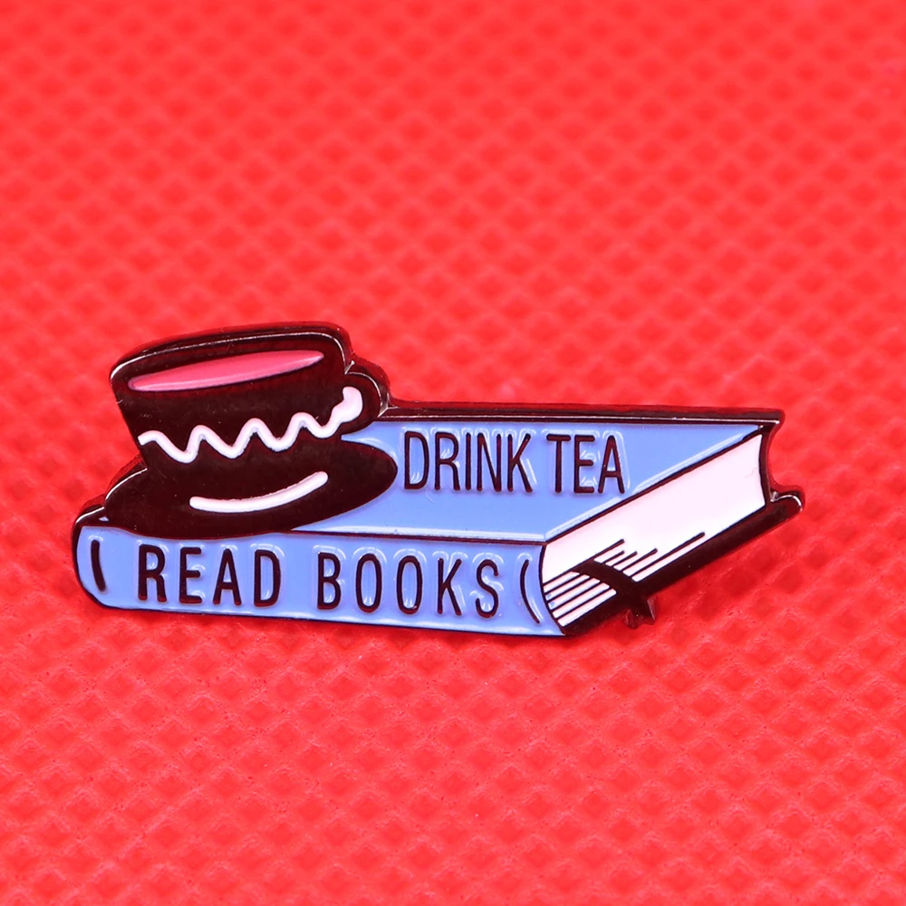 Эмалированная булавка для книг с чаем, ювелирное изделие в стиле литературы, Значки для книг и чашек, подарочные аксессуары для мужчин и женщин