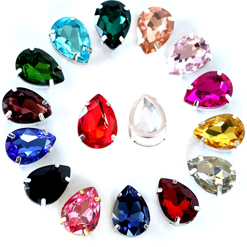 5 размеров красочные стеклянные каплевидные красные стразы с полым кристаллом
