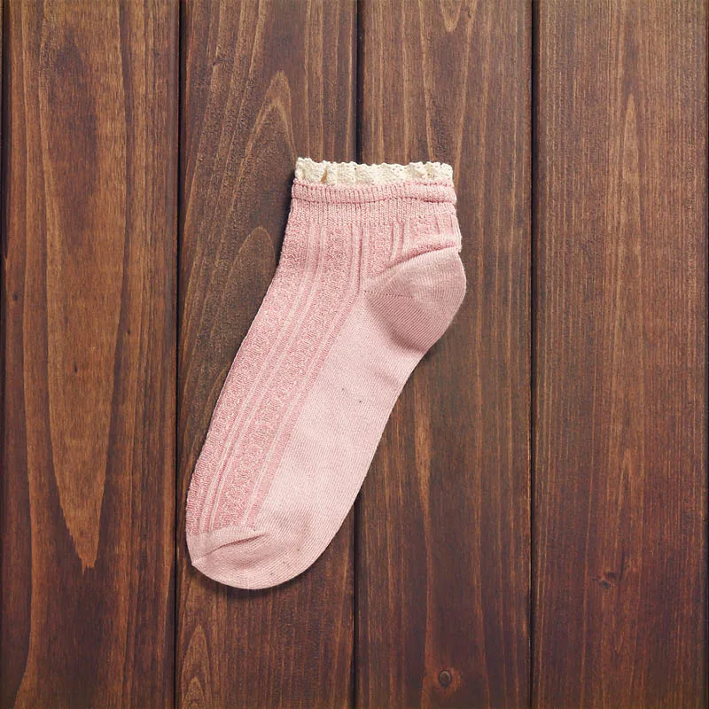 Pink FENNASI/3 пары кружевных забавных коротких носков Женские Короткие хлопковые полосатые носки Harajuku цветные белые носки красивые носки Лолиты для девочек - Цвет: Pink